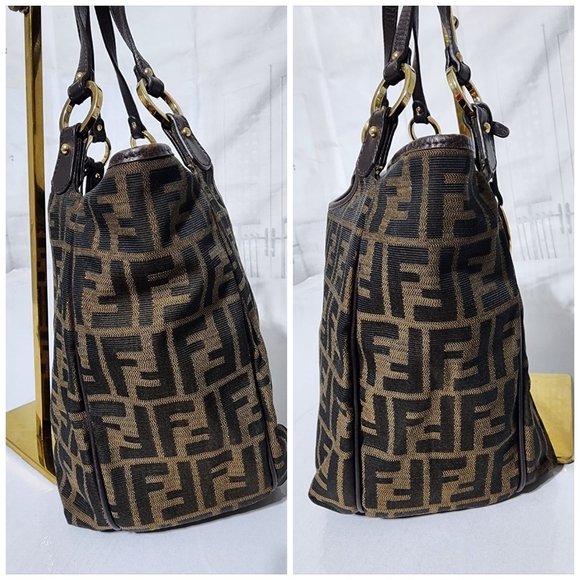 FENDI Zucca Small Chef Shopping Tote Bag Tobacco Moro Brown - Picture 12 of 15